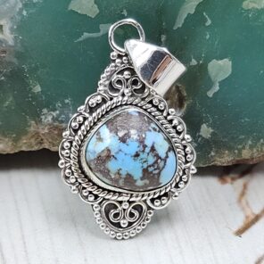 Golden Hills Turquoise 1.25" 925 Sterling Silver Pendant (REXT114-340)