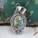 Golden Hills Turquoise 1.25" 925 Sterling Silver Pendant (REXT114-341)
