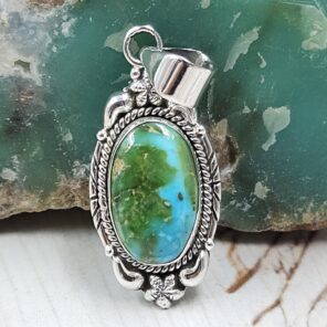 Sonoran Gold Turquoise 1.25" 925 Sterling Silver Pendant (REXT114-165)