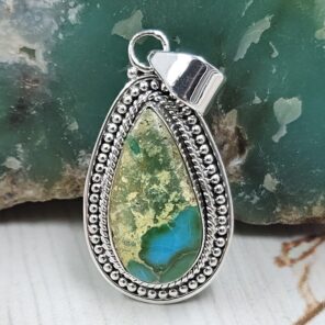 Sonoran Gold Turquoise 1.25" 925 Sterling Silver Pendant (REXT114-158)