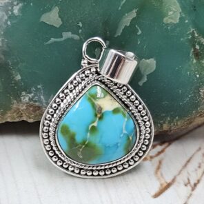 Sonoran Gold Turquoise 1.25" 925 Sterling Silver Pendant (REXT114-154)