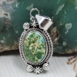 Sonoran Gold Turquoise 1.25" 925 Sterling Silver Pendant (REXT114-139)