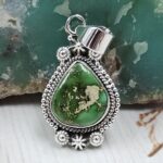Sonoran Gold Turquoise 1.25" 925 Sterling Silver Pendant (REXT114-138)