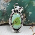 Sonoran Gold Turquoise 1.25" 925 Sterling Silver Pendant (REXT114-136)