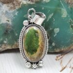 Sonoran Gold Turquoise 1.25" 925 Sterling Silver Pendant (REXT114-135)