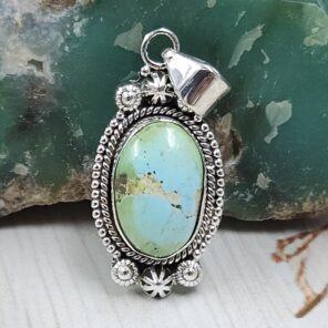 Sonoran Gold Turquoise 1.25" 925 Sterling Silver Pendant (REXT114-129)