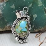 Sonoran Gold Turquoise 1.25" 925 Sterling Silver Pendant (REXT114-127)