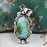 Sonoran Gold Turquoise 1.25" 925 Sterling Silver Pendant (REXT114-130)