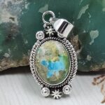 Sonoran Gold Turquoise 1.25" 925 Sterling Silver Pendant (REXT114-142)