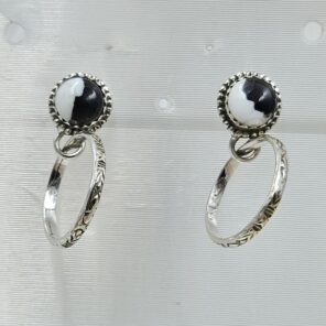 White Buffalo Turquoise 925 Sterling Silver Hoop Earring (REXT87-207)
