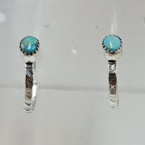 Mohave Turquoise 925 Sterling Silver Hoop Earring (REXT87-199)
