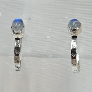 Rainbow Moonstone 925 Sterling Silver Hoop Earring (REXT87-201)