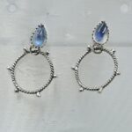 Rainbow Moonstone 925 Sterling Silver Hoop Earring (REXT87-192)