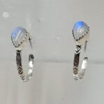 Rainbow Moonstone 925 Sterling Silver Hoop Earring (REXT87-219)