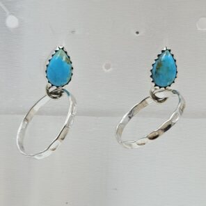 Kingman Turquoise 925 Sterling Silver Hoop Earring (REXT87-188)