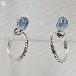 Rainbow Moonstone 925 Sterling Silver Hoop Earring (REXT87-181)