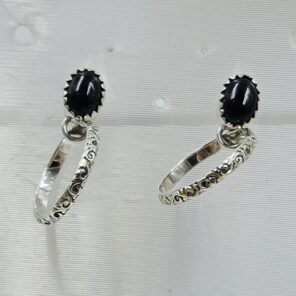Black Onyx 925 Sterling Silver Hoop Earring (REXT87-180)