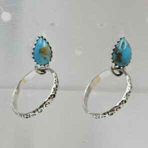 Kingman Turquoise 925 Sterling Silver Hoop Earring (REXT87-178)