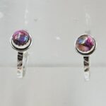 Pink Dahlia Turquoise 925 Sterling Silver Hoop Earring (REXT87-147)