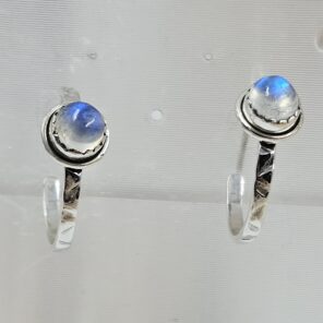 Rainbow Moonstone 925 Sterling Silver Hoop Earring (REXT87-152)