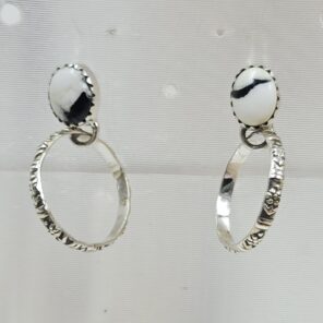 White Buffalo Turquoise 925 Sterling Silver Hoop Earring (REXT87-166)