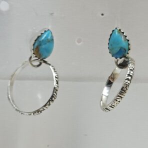 Kingman Turquoise 925 Sterling Silver Hoop Earring (REXT87-164)