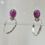 Pink Dahlia Turquoise 925 Sterling Silver Hoop Earring (REXT87-163)