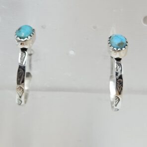 Kingman Turquoise 925 Sterling Silver Hoop Earring (REXT87-154)