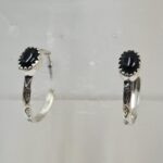 Black Onyx 925 Sterling Silver Hoop Earring (REXT87-153)
