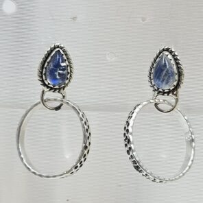 Rainbow Moonstone 925 Sterling Silver Hoop Earring (REXT87-171)