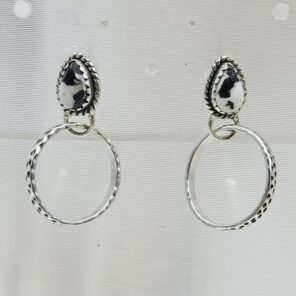 White Buffalo Turquoise 925 Sterling Silver Hoop Earring (REXT87-167)