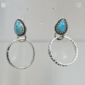 Kingman Turquoise 925 Sterling Silver Hoop Earring (REXT87-169)