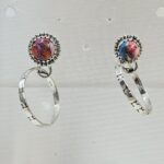 Pink Dahlia Turquoise 925 Sterling Silver Hoop Earring (REXT87-175)