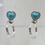 Kingman Turquoise 925 Sterling Silver Hoop Earring (REXT87-174)