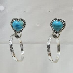 Kingman Turquoise 925 Sterling Silver Hoop Earring (REXT87-174)