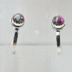 Pink Dahlia Turquoise 925 Sterling Silver Hoop Earring (REXT87-158)