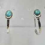 Kingman Turquoise 925 Sterling Silver Hoop Earring (REXT87-159)