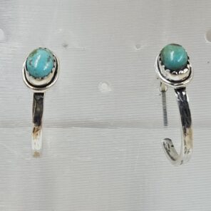 Kingman Turquoise 925 Sterling Silver Hoop Earring (REXT87-159)