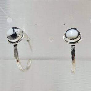 White Buffalo Turquoise 925 Sterling Silver Hoop Earring (REXT87-157)