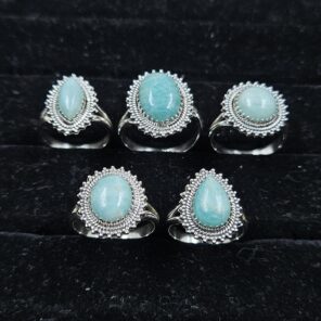 5 PCS Bulk Lot Amazonite 925 Sterling Silver Rings (REXT151-15)