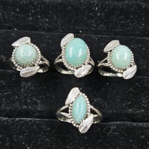 4 PCS Bulk Lot Amazonite 925 Sterling Silver Rings (REXT151-20)
