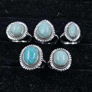 5 PCS Bulk Lot Amazonite 925 Sterling Silver Rings (REXT151-18)