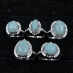 5 PCS Bulk Lot Amazonite 925 Sterling Silver Rings (REXT151-17)