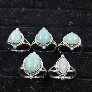 5 PCS Bulk Lot Amazonite 925 Sterling Silver Rings (REXT151-11)