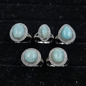 5 PCS Bulk Lot Amazonite 925 Sterling Silver Rings (REXT151-12)