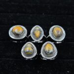 5 PCS Bulk Lot Bumble Bee Jasper 925 Sterling Silver Rings (REXT149-19)