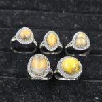 5 PCS Bulk Lot Bumble Bee Jasper 925 Sterling Silver Rings (REXT149-18)