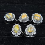 5 PCS Bulk Lot Bumble Bee Jasper 925 Sterling Silver Rings (REXT149-16)