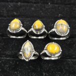 5 PCS Bulk Lot Bumble Bee Jasper 925 Sterling Silver Rings (REXT149-14)