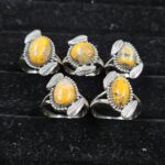 5 PCS Bulk Lot Bumble Bee Jasper 925 Sterling Silver Rings (REXT149-11)